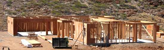 Launiupoko - House framing stage #2 - plywood siding