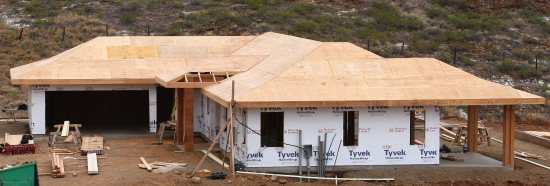 Roof plywood sheathing - house wrap