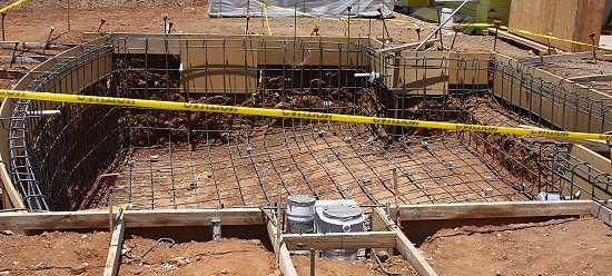 Inground pool and rebar contraction